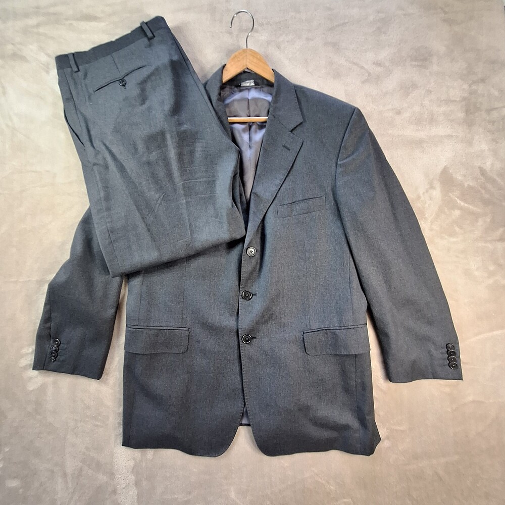 Luciano Barbera Suit Mens EU 54 US 44 Gray Wool Two Piece Made Italy Classic
